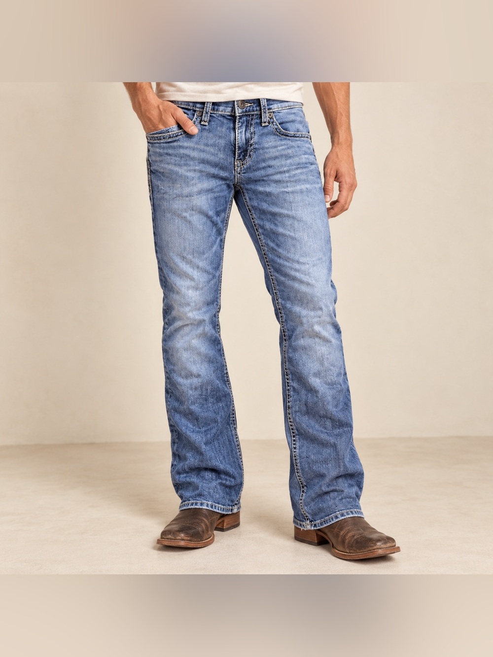 BKE Aiden Men’s 28S Bootcut Jeans Faded Distressed Stretch Western Y2K